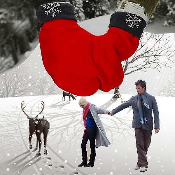 Wabjtam 3-pack Par-Vantar Polarfleece Älskare Vinter Tjocka Varma Vantar Sötnosar Julgåva Romantiska Par Vantar (röd)
