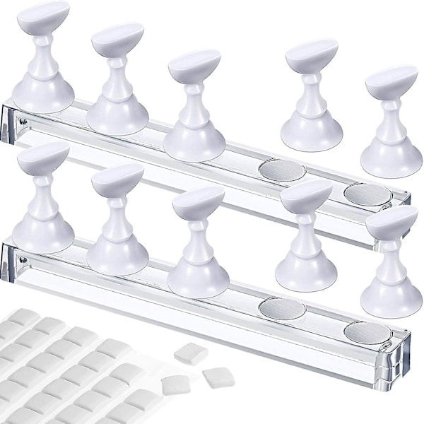 2 Set Akryl Naglar Konst Övning Stativ Magnetiska Nageltips Hållare Träning Fingernagel Display Stativ DIY Nagel Kristall Hållare