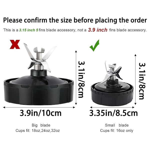 5-teräinen Blender-terä Ninja-blenderille QB3000, QB3000SSW-30, QB3000QR-30, QB3001SS-30, QB3000QBK, QB3004, QB3005