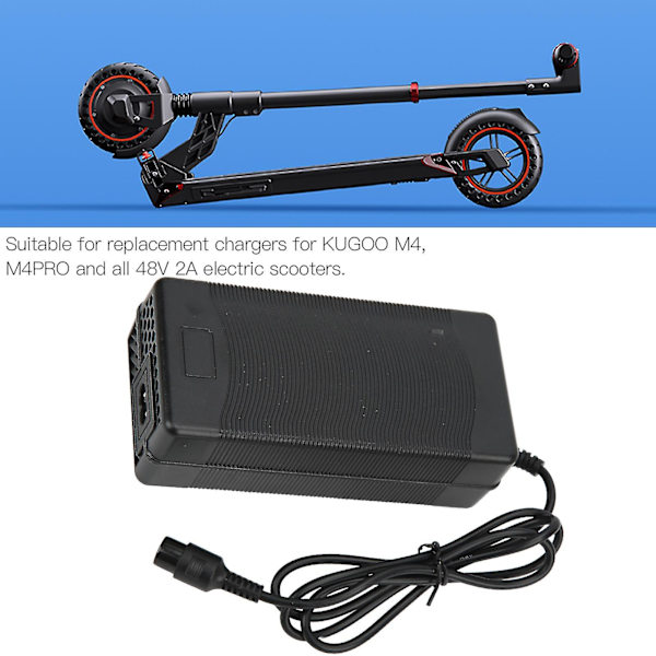 KUGOO M4 M4PRO 10 tommer Scooter Oplader, 54.6V 2A Aviation Head Oplader med 3 Huller, EU Stik