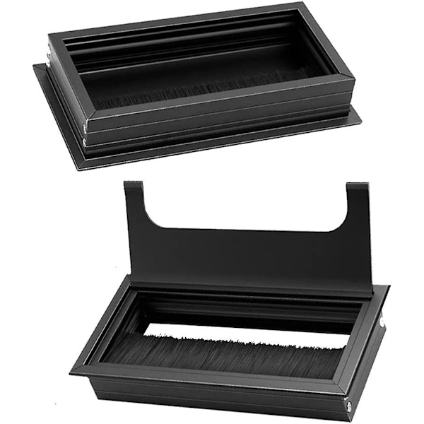 Kabelgjennomføringsdeksel 3 stk Kvadrat Svart Kabelgjennomføring Bygget inn i skrivebord Aluminiumslegering Skrivebordsdeksel Kabeldeksel Kabeluttak Kabelgjennomføring 80