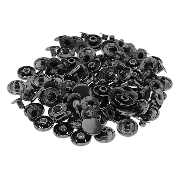 30x Trykknapper Trykknapp for Skinnjakke Jeans Veske Svart 17mm