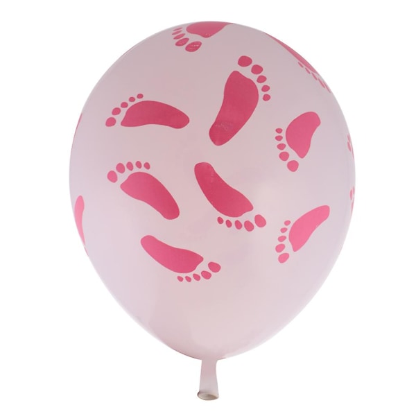 10 stycken latexballonger med babyfotavtryck för babyshower, födelsedag, rosa dekoration