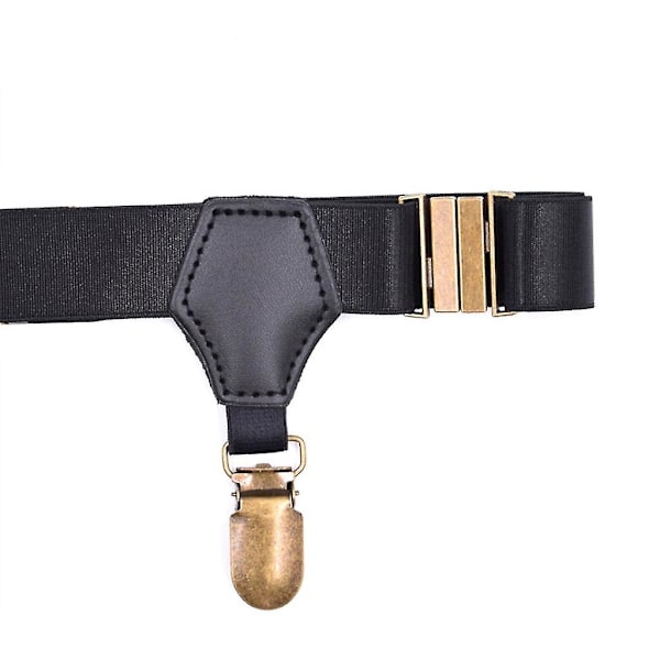 Mænd Kvinder 1 Par Sorte Strømper Strømpebåndsholder Med Dobbelt Hård Metal Anti-Slip Klips Elastisk Justerbar