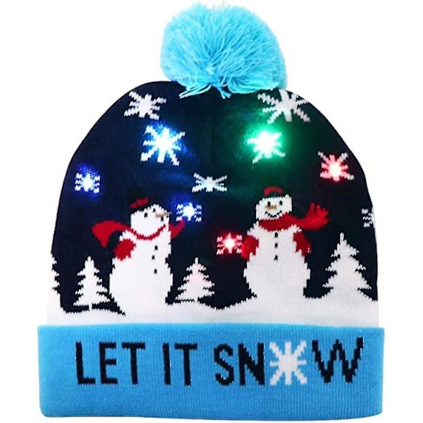 LED Julehatt, Lysende Julehatt Unisex Strikket Lue Høytidshatt, Med Hjortemønster, Egnet For Fester