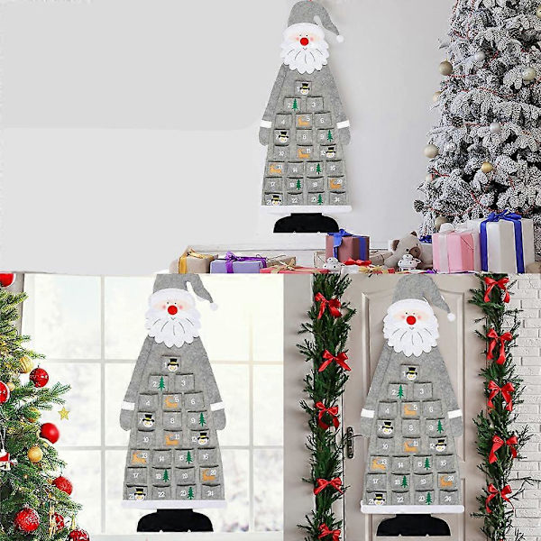 Julekalender 3d Julemand Filt Julekalender Med 24 Dages Lommer Jule Nedtælling Grå