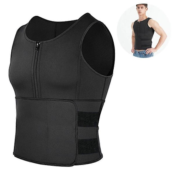 Neopren bastuväst med bantningsbälte, fitnesskorsett, svettväst med bastueffekt, kroppsformare, svettvästform (förseglad midja svart, XL)