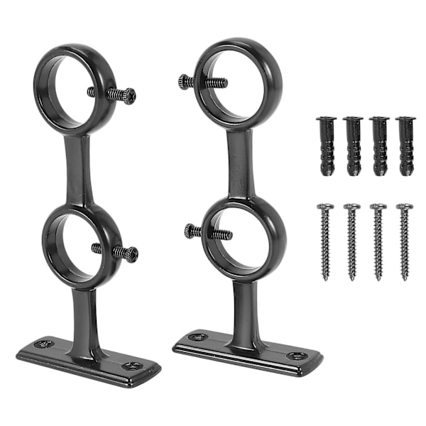 Gardinstangsbrakett, 2 stk Dobbel Gardinstangs Holder, Dobbel Gardinstangs Braketter Kroker For Stue Soverom
