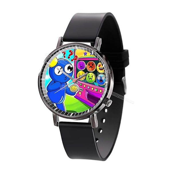 Rainbow Friends Watch Cartoon Armbandsur Klocka Läder Tryck Klocka Heta Spel Quartz Elektronisk Klocka Leksak Födelsedagsfest Present 2023