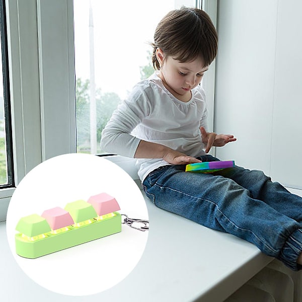 4-Tastatur Nøkkel Fidget Leke for Stressavlastning Lett Dekompresjonsleke for Jenter Gutter Kvinner Menn