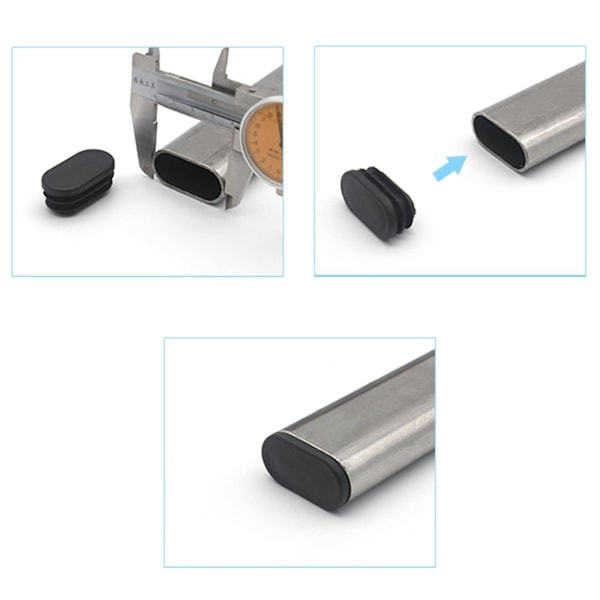 Plastlokk for møbelbein, ovale lokk for plaststoler, ovale rørlokk for møbelbein, 20 stykker (16x34mm)