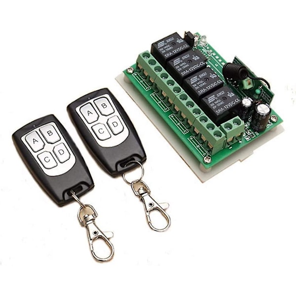 433mhz Wireless Dc 12v 4ch Channel Remote Control Long Distance Rf Relay Switch 2 Transmitter +1 Receiver For Garage Door/gate Alarm Ty