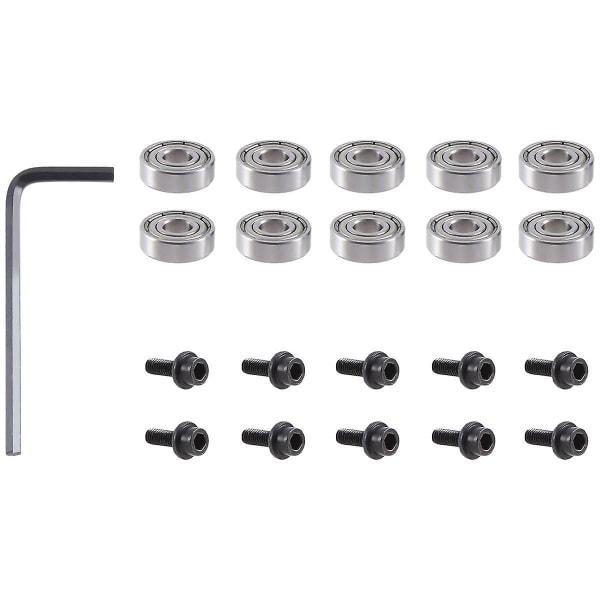 10Pcs Router Bits Top Mounted Ball Bearings Guide for Router Bit Bearing Repairing Replacement Accessory Kit