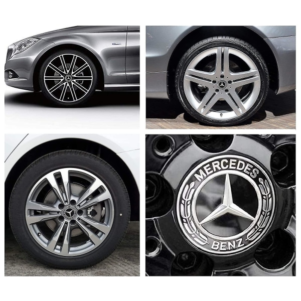 4 delar Center Caps Kompatibel för Mercedes Benz 75mm Center Wheel Cover Abs Biltillbehör