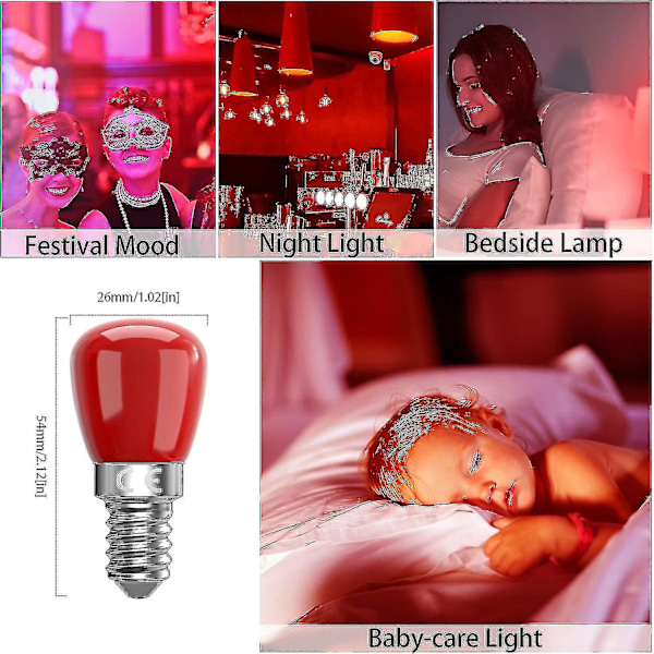 E14 Rød LED Pære 3w E14, Dekorativ Rød E14 LED Pære, 25w Udskiftning