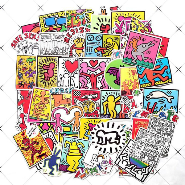 50 stk/pakke Keith Haring Klistremerker Vanntette Laptop Skateboard Bagasje Gitar Klistremerke