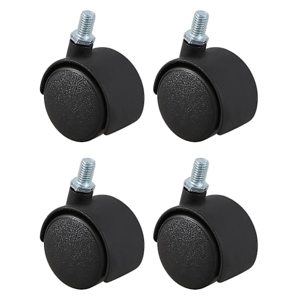 Plast Swivel Caster 8mm Skruvstam 1.5-tums Dia Hjul 4 St Svart-D7