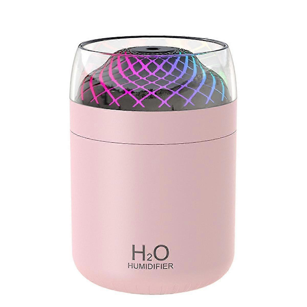 Glasskopp Luftfukter Fargerikt Lys Nattlys USB Stor Luftfukter Rosa