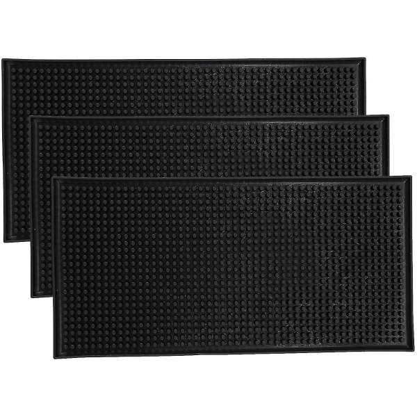 3-pack svart stångmatta spillmatta glastorkmatta blandningsmatta för bänkskiva (12 tum(l) X 6 tum (ruigou)