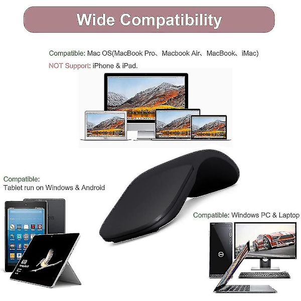 Bluetooth Arc Mouse, Bärbar Trådlös Fällbar Touch Mose, Mini Mus
