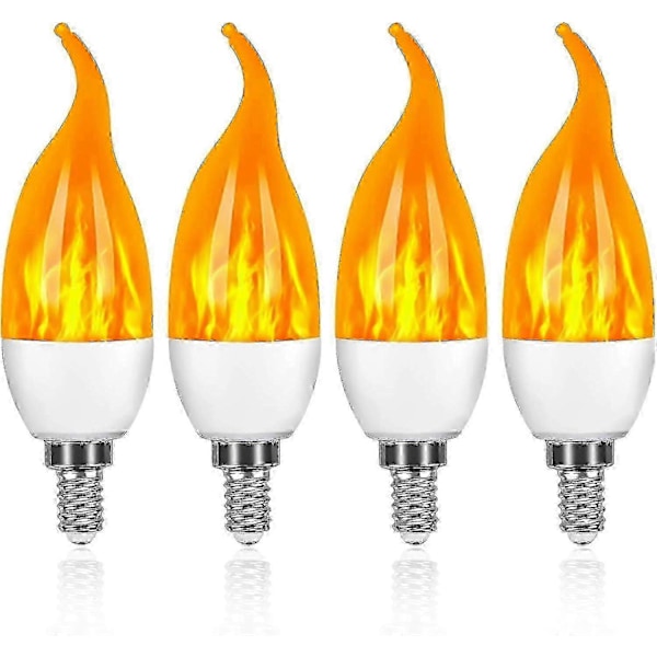 4-pack 3W E14 LED-lampa Flame Effect, dekorativ lampa med 3 ljuslägen