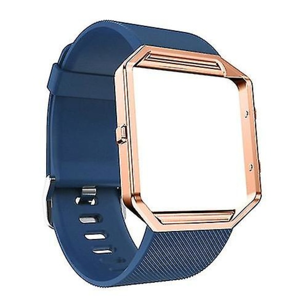 Soft Silicone Watch Band Replace Sport Strap with Rose Gold Frame for Fitbit Blaze