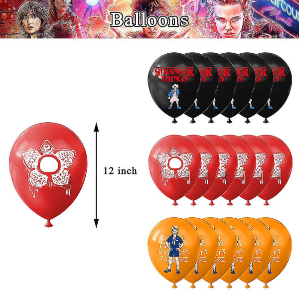 Tecknad Stranger Things Party Dekoration Ballonger Banner Cake Topper Kit