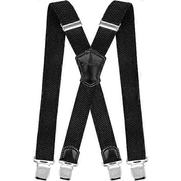Bøjler med Ekstra Stærke Metalspænder 4cm Brede Heavy Duty Bøjler One Size Fits All Mænd og Kvinder Justerbar og Elastisk X Form (Sort)