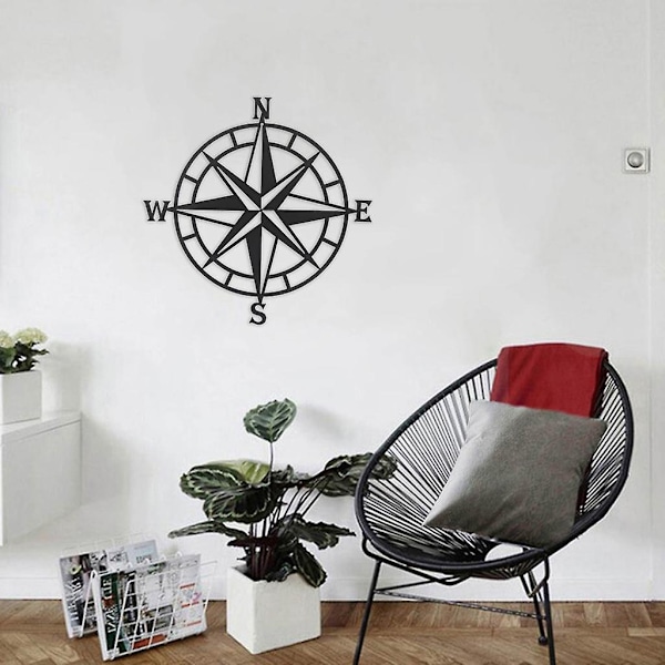 Metallisk veggdekorasjon Nautisk kompass skulptur hengende ornament for landlig stil