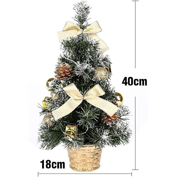 Liten julgran med lampor, minijulgran för dekoration på skrivbordet (40 cm)