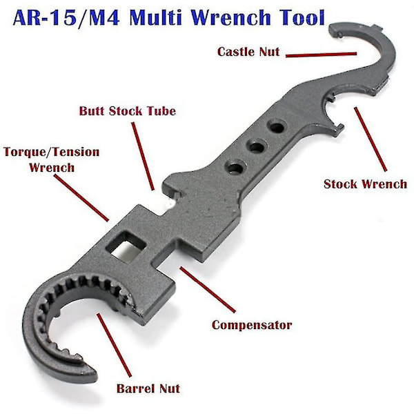 Jubee Multi Wrench Tool Ar 15 / M4 Stål Armorers Heavy Duty Combo Wrench