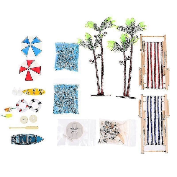 18 st 1:12 Dockhus Miniatyr Däckstol Strandparasoll Båtskal Kit Dekoration