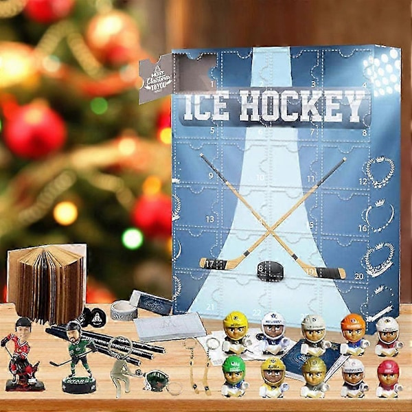 Ishockey Adventskalender 2024 för Barn & Familj, 24 Dagar Julnedräkningskalender med Samlarfigurer Sportgåva