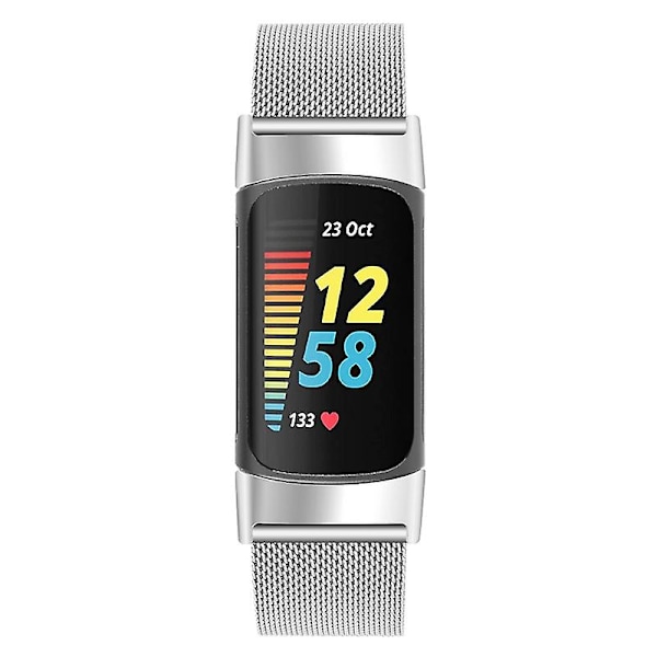 Justerbart smartklockarmband i rostfritt stål i milanesisk stil för Fitbit Charge 6/5