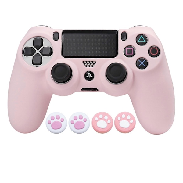 Rosa Mjukt Silikonskyddsfodral för PS4-handkontroll, Spelkonsolfodral, Videospelsaccessoarer för PS4 Joystick-fodral