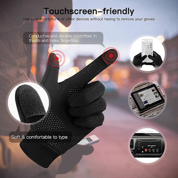 Touchscreen Handsker, Mænds Kvinders Sportshandsker Handsker Foret Udendørs Løbehandsker Varme Vindtætte Vinterhandsker Anti-Slip Fuld Fingre til Løbet, D