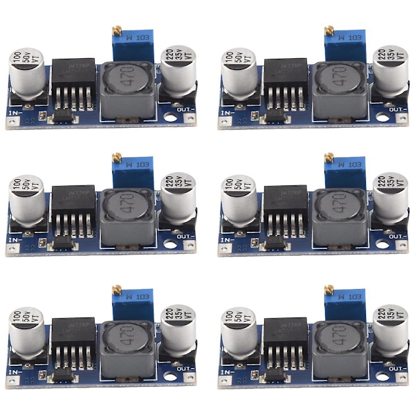 6-pack LM2596 DC-DC-omvandlare 3,0-40V till 1,5-35V Strömförsörjningsmodul (6-pack)