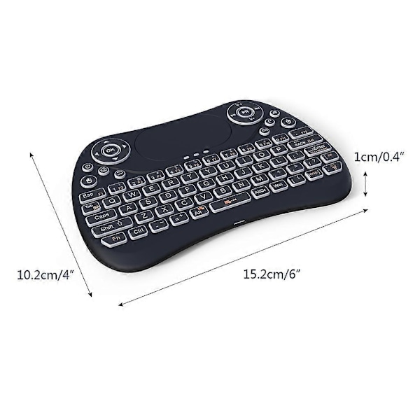 T2 PRO Mini-tastatur med berøringsplate, 7 LED-bakgrunnsbelysning for Android TV-boks, Smart-TV/PC