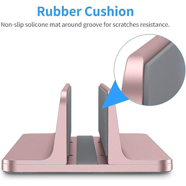 Vertikal Laptop Stativ, justerbar i aluminium - Rosa
