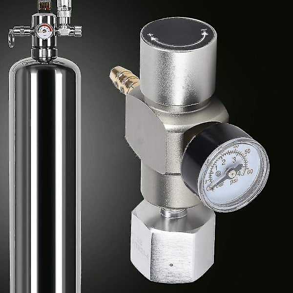 CO2 Trykkregulator, 2 i 1 Mini CO2 Gassregulator Sodatrykkmåler med 3/8 tommer til TR21.4 Adapter