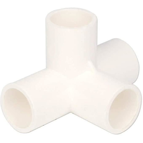 4-vejs PVC-fitting med indre diameter 20 mm til konstruktion af robuste drivhusrammer, møbler og forbindelser - 10 stk. hvid
