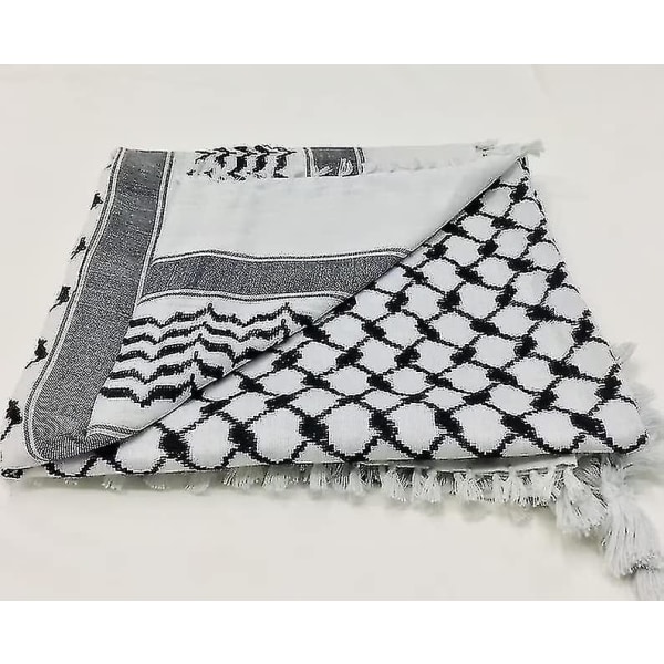 Palæstina tørklæde, Keffiyeh, Arafat Hatta, bred med frynser, Shemagh Keffiyeh Arab houndstooth 100% y2