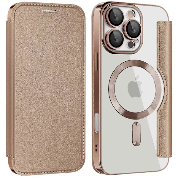 Magnetiskt telefonfodral för iPhone 16 Pro Max med RFID-skydd, läderfodral