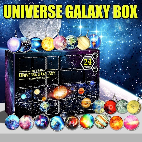 Rymdäventkalender - 24 Dagars Nedräkningskalender Kosmisk Galaxsamling Set - Planetarisk Samling Set - 2024 Adventkalender Set