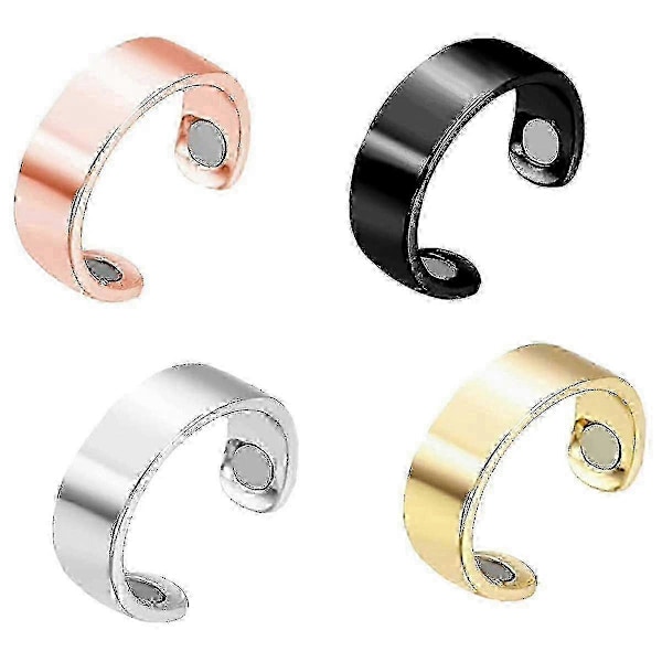 4 pakke Lymfedrænage Terapi Magnetiske Ringe, Justerbare Lymfedrænage Ring Terapi Magnetiske Ringe