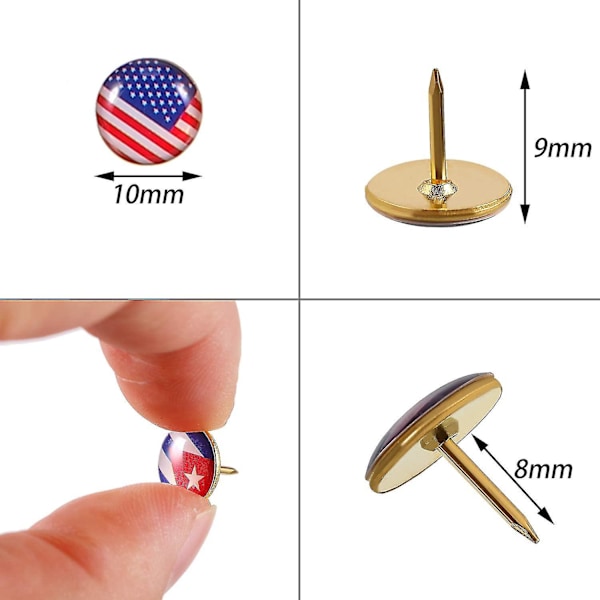 Kreativa Push Pins med Nationalflaggor Tumspikar Länderkarta Push Pins för Anslagstavla, Kartan, Kontoret (100 stycken, Blandade Ländermönster)