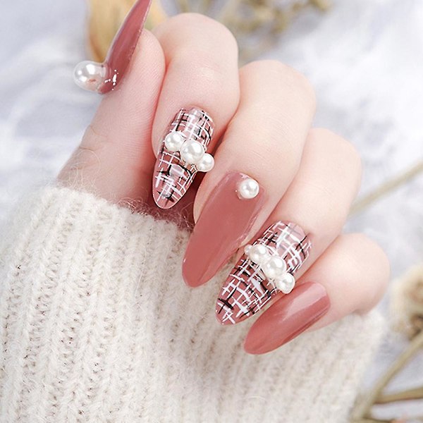 6 lådor guldmetall nagelkonst nitar Glod nagelcharms mix färgglada pärlor 3d nageljuveler dekoration