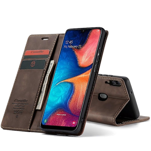CASEME 013-serien Auto-absorberande Läder Flip Plånboksfodral för Samsung Galaxy A20e