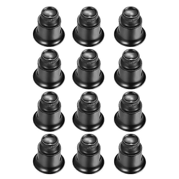 12 stk. 20x Juveler Loupe Forstørrelsesglas, Smykke Øje Loop Forstørrelsesglas til Urreparation, Diamant