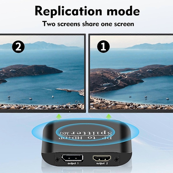 DP TILL HDMI+DP Splitter MST/SST 4K@60HZ 2-i-1 Adapter Utökad Skärm